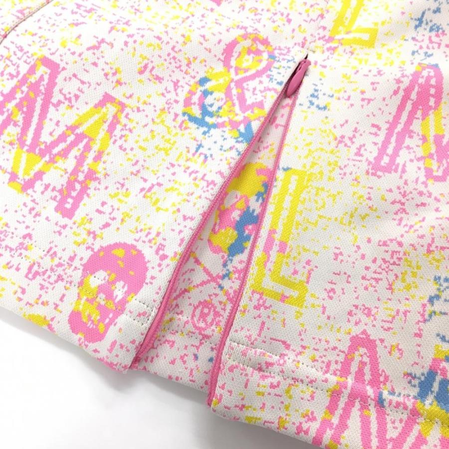 【新品】マークアンドロナ スカート 白×ピンク 総柄 スカル ウエストゴム 内側インナーパンツ  レディース 38(M) ゴルフウェア MARK＆LONA_4