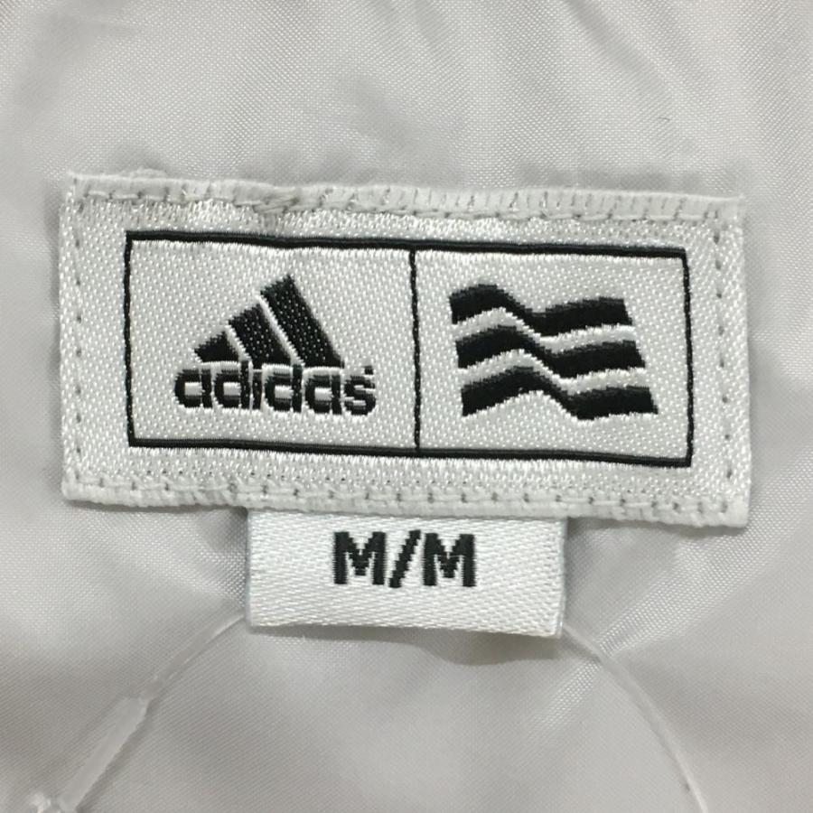 adidas（アディダス） ダウンベスト 白×グレー 総柄 胸ロゴ ネック裏