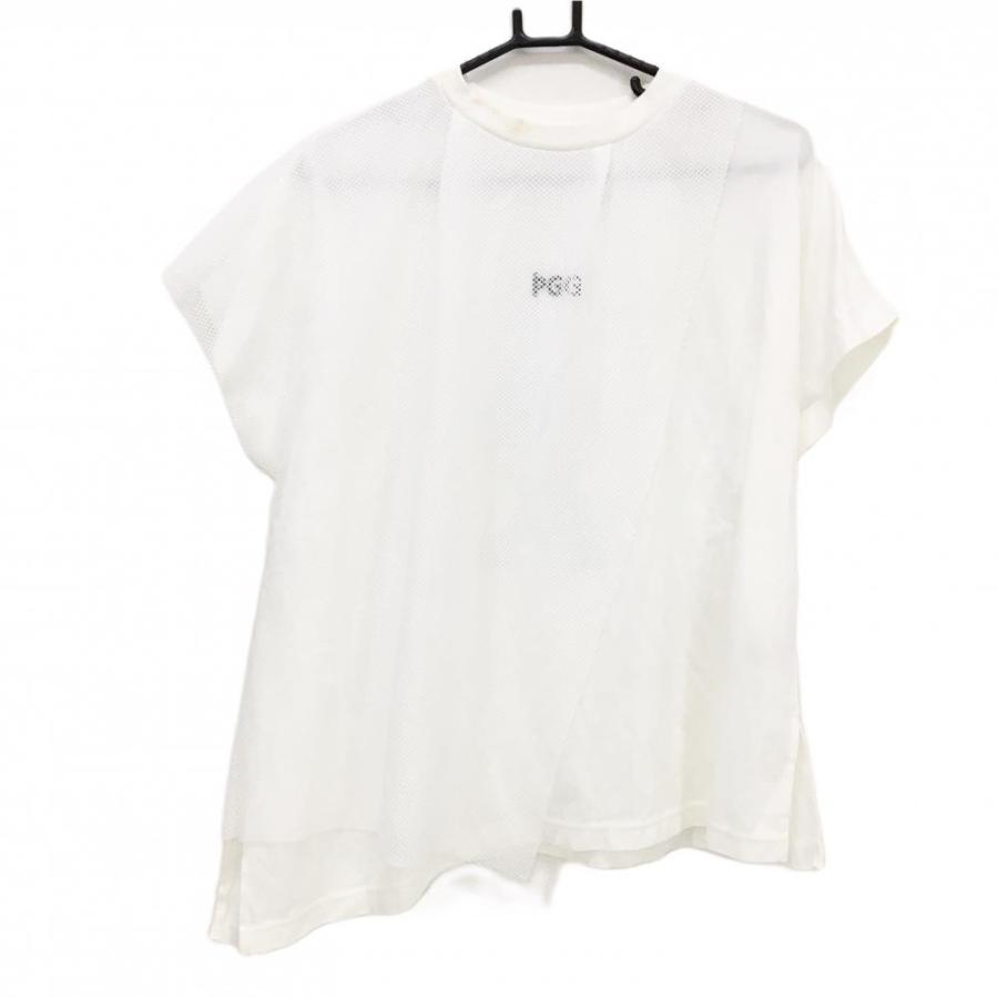 PGG PGGパーリーゲイツ Tシャツ 白 一部メッシュ ロゴプリント