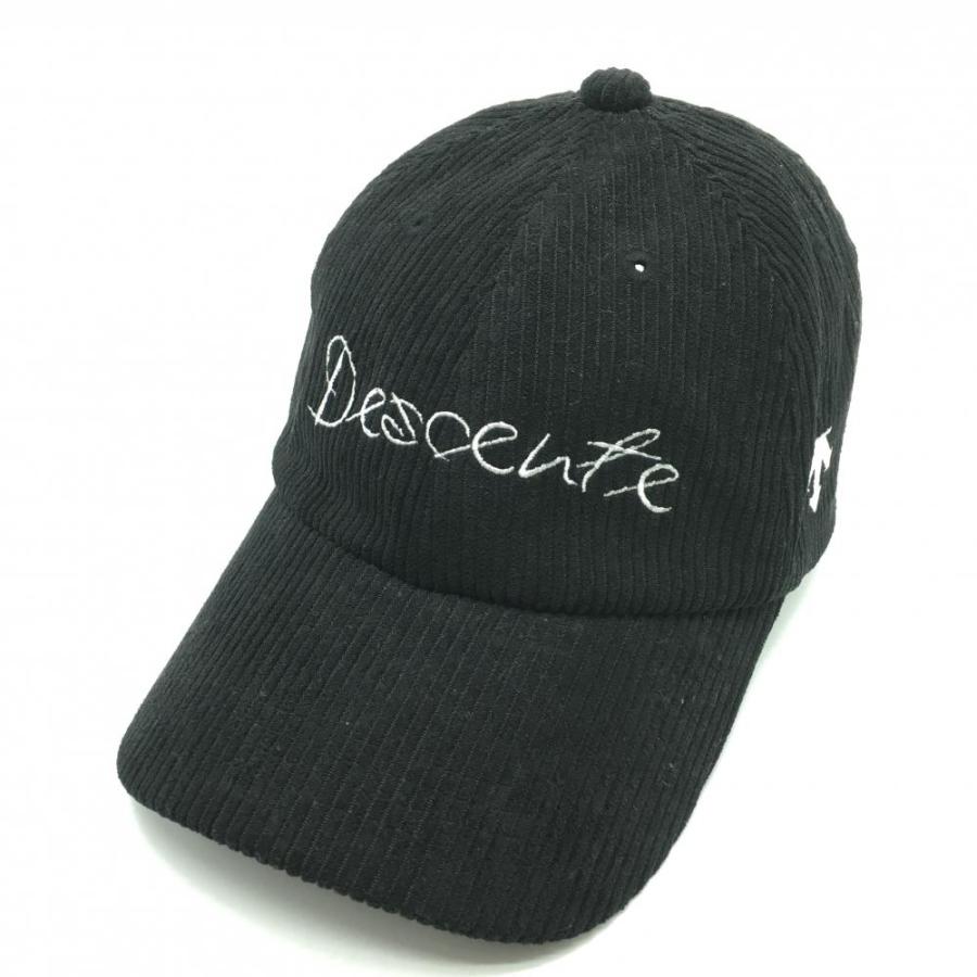 DESCENTE GOLF デサントゴルフ コーデュロイキャップ 黒 ロゴ刺しゅう