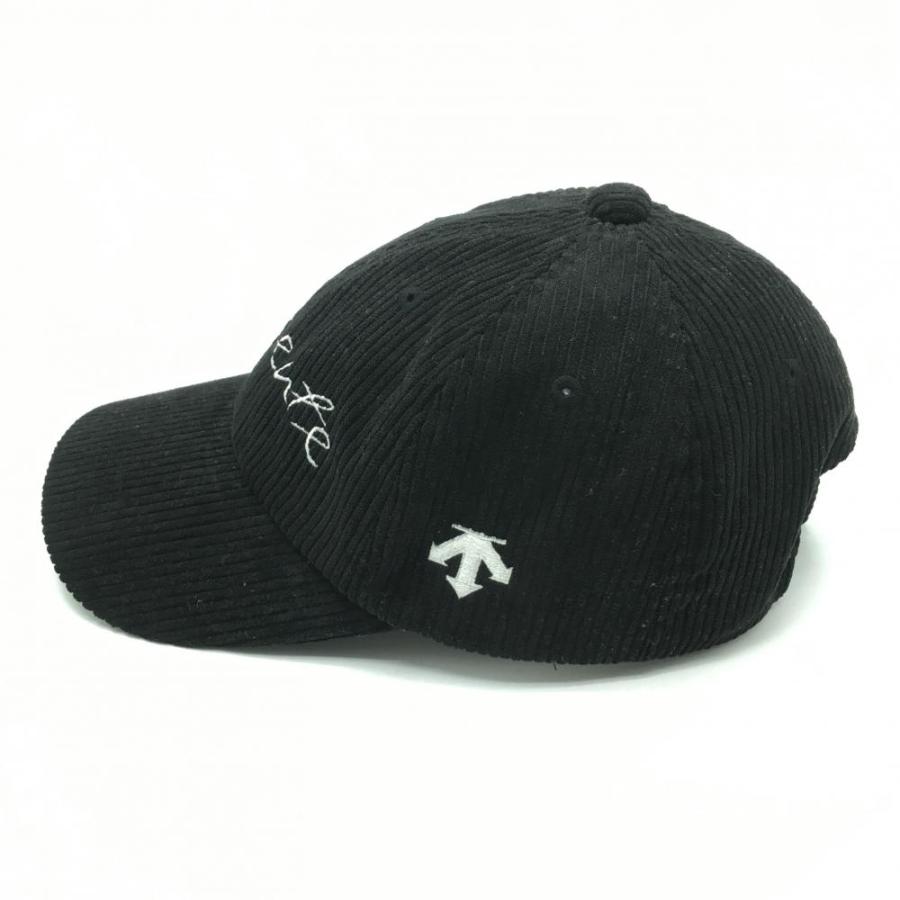 DESCENTE GOLF デサントゴルフ コーデュロイキャップ 黒 ロゴ刺しゅう