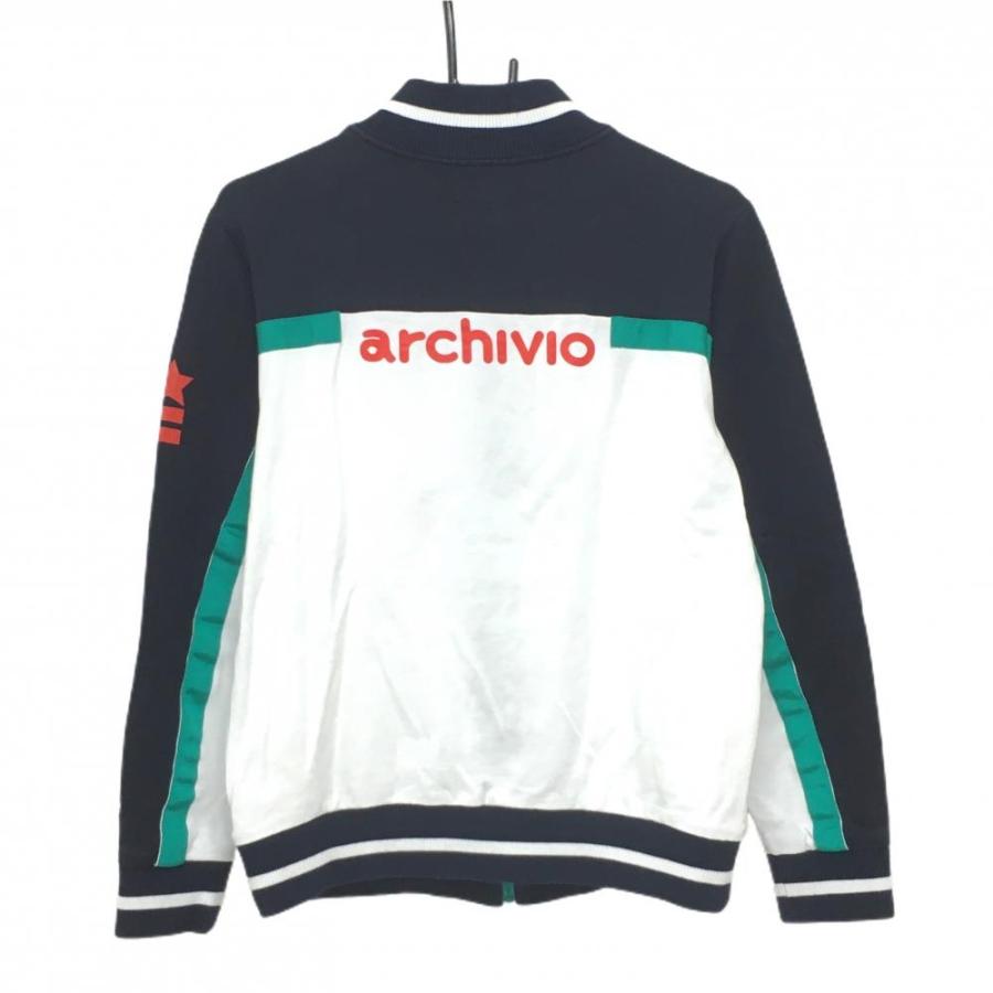 archivio（アルチビオ） ジャケットブルゾン 白×ネイビー×グリーン 胸
