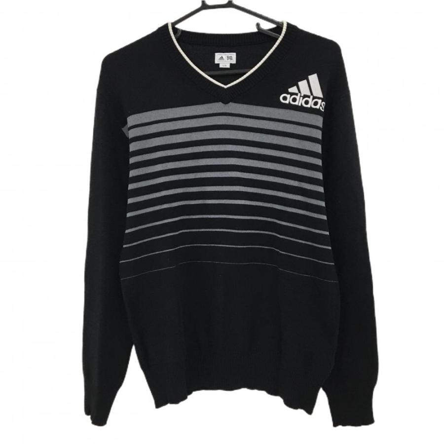 adidas（アディダス） 【美品】アディダス セーター 黒×グレー 前面 
