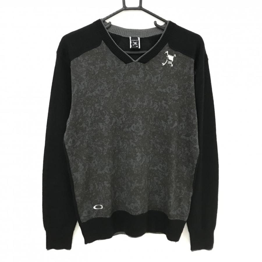 OAKLEY（オークリー） セーター グレー系×黒 身頃地模様 スカル