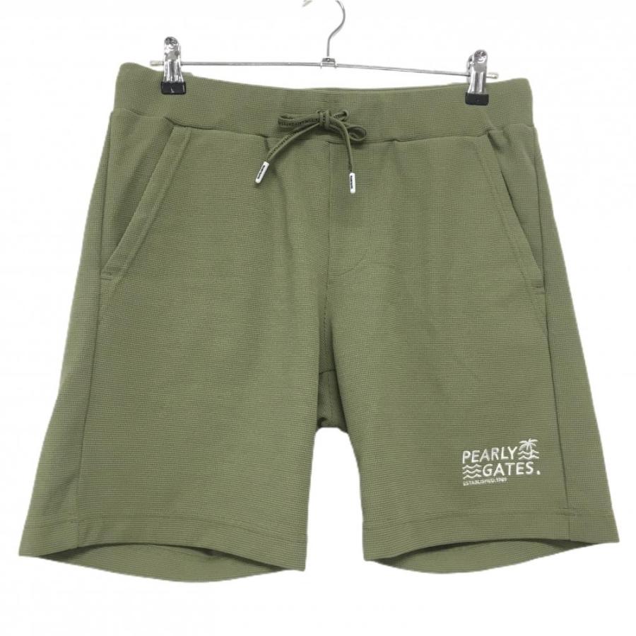 【新品】パーリーゲイツ ハーフパンツ グリーン×白 ウエストゴム ヤシの木 日本製 メンズ 5(L) ゴルフウェア PEARLY GATES PEARLY GATES（パーリーゲイツ） 【新品】パーリーゲイツ ハーフパンツ