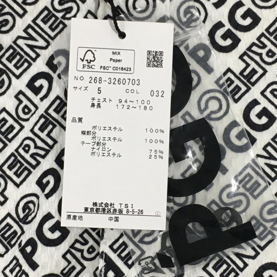 PGG 【新品】PGGパーリーゲイツ 半袖ポロシャツ 白×黒 ロゴ総柄 織生地