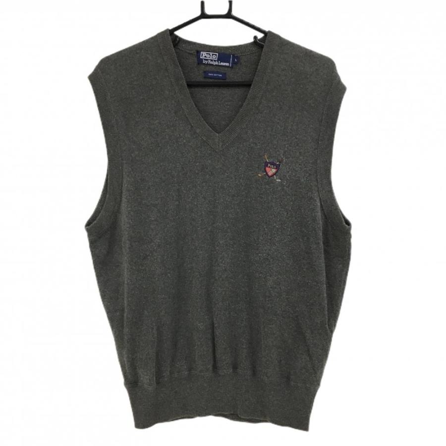 POLO GOLF ポロゴルフ ニットベスト グレー系 コットン100% メンズ L