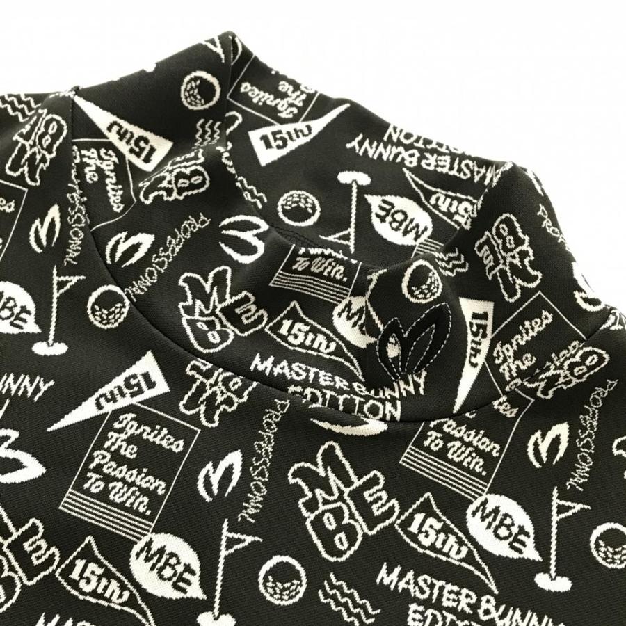 【超美品】マスターバニー 半袖ハイネックシャツ ダークグレージュ×白  レディース 1(M) ゴルフウェア 2025年モデル MASTER BUNNY EDITIONの画像