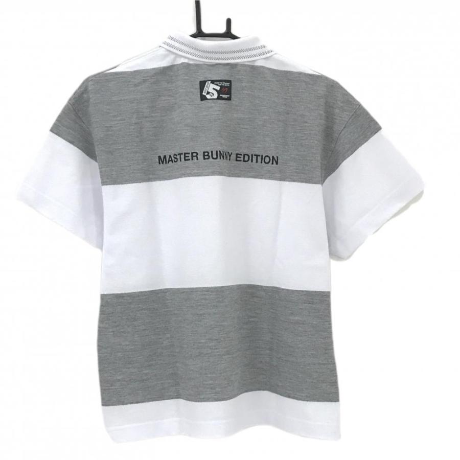 【超美品】マスターバニー 半袖ポロシャツ 白×グレー ボーダー 15周年 レディース 1(M) ゴルフウェア 2025年モデル MASTER BUNNY EDITIONの画像