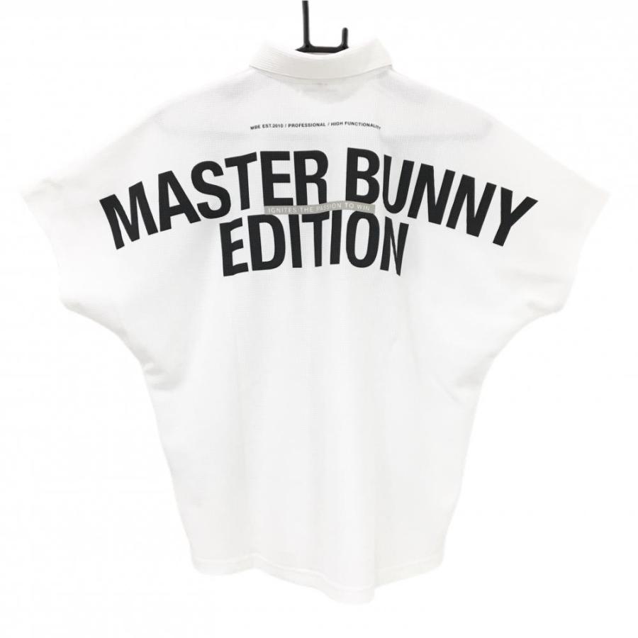 【超美品】マスターバニー 半袖ポロシャツ 白×黒 背面ビッグロゴ  レディース 2(L) ゴルフウェア 2025年モデル MASTER BUNNY EDITIONの画像