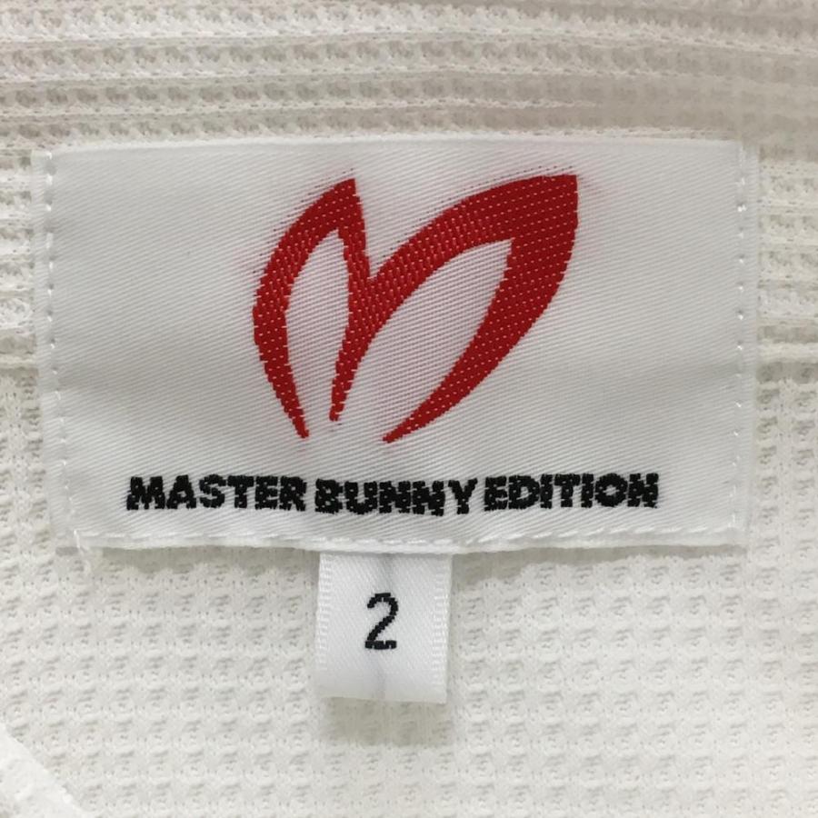 【超美品】マスターバニー 半袖ポロシャツ 白×黒 背面ビッグロゴ  レディース 2(L) ゴルフウェア 2025年モデル MASTER BUNNY EDITIONの画像