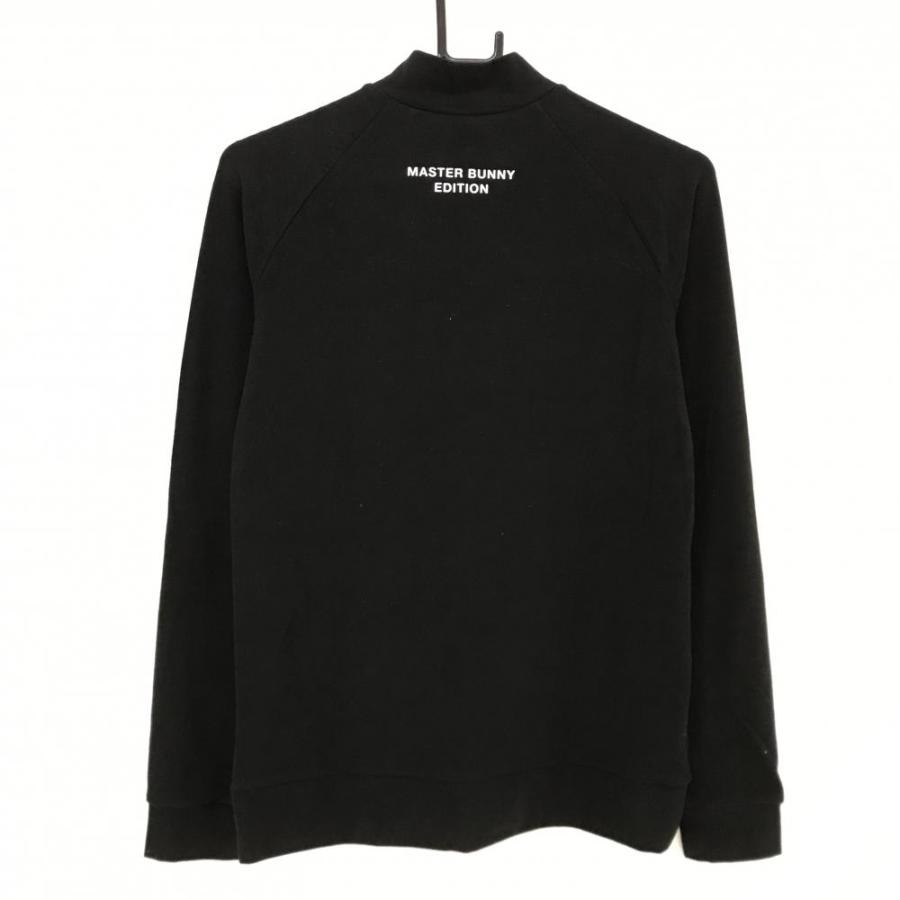 【新品】マスターバニー 長袖ハイネックシャツ 黒×白 フロントロゴ 表微起毛 レディース 1(M) ゴルフウェア MASTER BUNNY EDITIONの画像