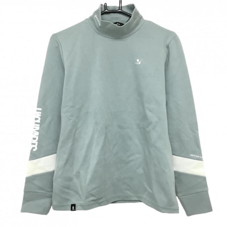 新品】ハチヤーズ 長袖ハイネックシャツ ライトブルー×白 袖切替 LUX