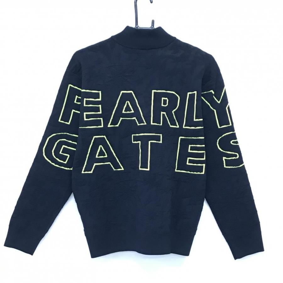 【超美品】パーリーゲイツ ハイネックセーター ネイビー 総柄編み 背 レディース 1(M) ゴルフウェア 2024年モデル PEARLY GATESの画像