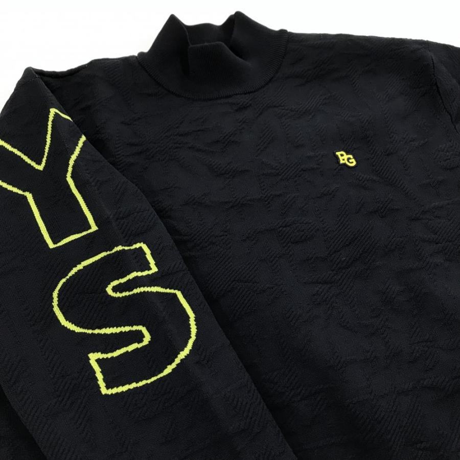 【超美品】パーリーゲイツ ハイネックセーター ネイビー 総柄編み 背 レディース 1(M) ゴルフウェア 2024年モデル PEARLY GATESの画像