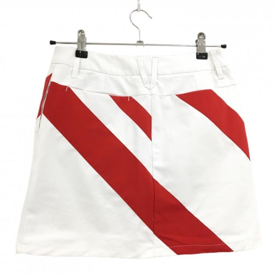 DESCENTE GOLF 【超美品】デサントゴルフ スカート 白×レッド 裾ロゴ 
