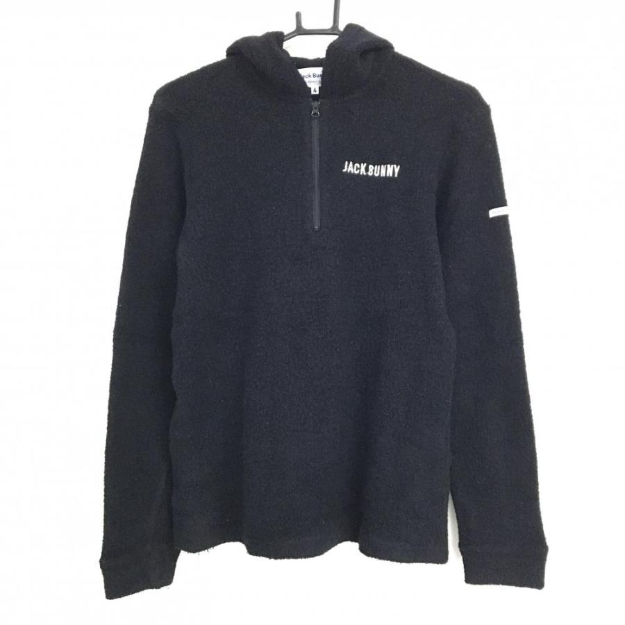 ジャックバニー☆ニットジップパーカー☆ゴルフウェア Jack Bunny Jack Bunny!!（ジャックバニー） フード付きセーター 黒 ハーフジップ