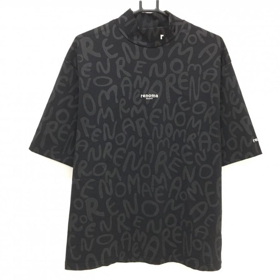 renoma（レノマ） 【美品】レノマ 半袖ハイネックシャツ 黒系 英字ロゴ