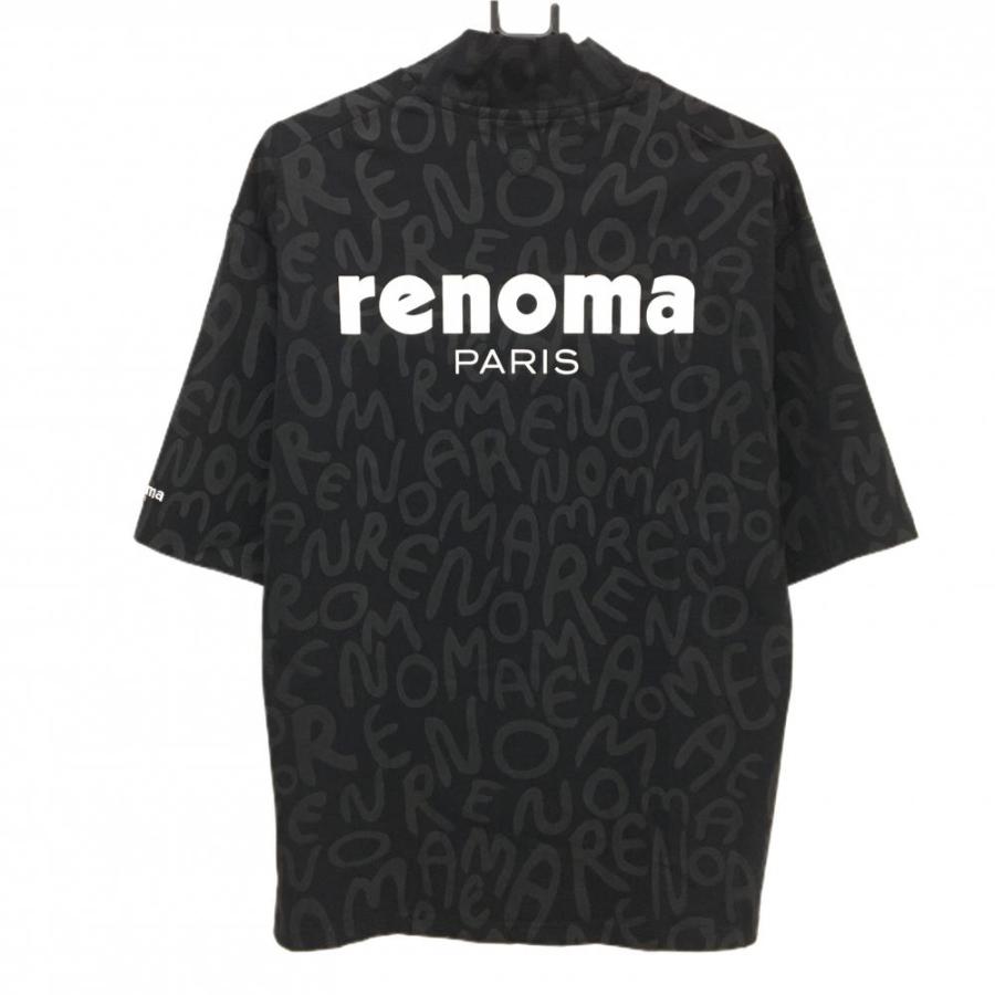 renoma golf レノマパリスレオパード柄　美品 renoma（レノマ） 【美品】レノマ 半袖ハイネックシャツ 黒系 英字ロゴ