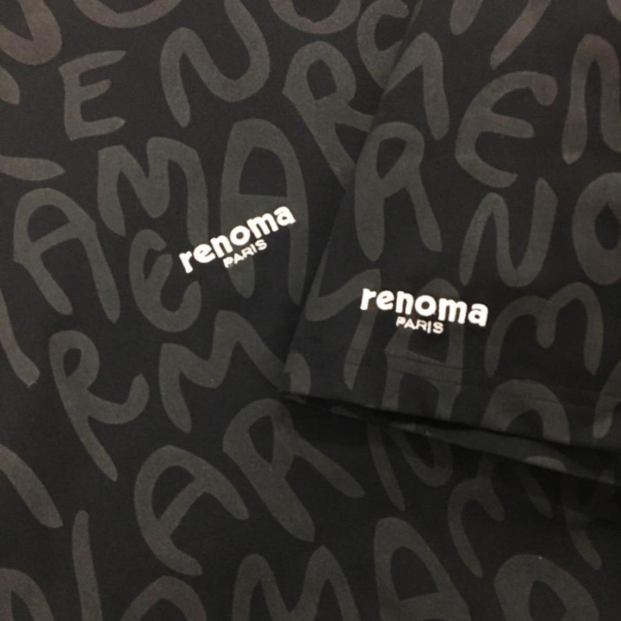 renoma（レノマ） 【美品】レノマ 半袖ハイネックシャツ 黒系 英字ロゴ