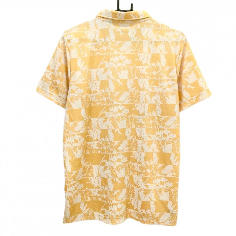 【超美品】アドミラル 半袖ポロシャツ オレンジ系×白 総柄 リーフ 胸ロゴ メンズ LL ゴルフウェア 2023年モデル Admiral Admiral（アドミラル） 【超美品】アドミラル 半袖ポロシャツ オレンジ