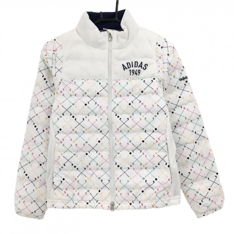 adidas（アディダス） 2WAY中綿ジャケット 白×マルチカラー 総柄 ロゴ