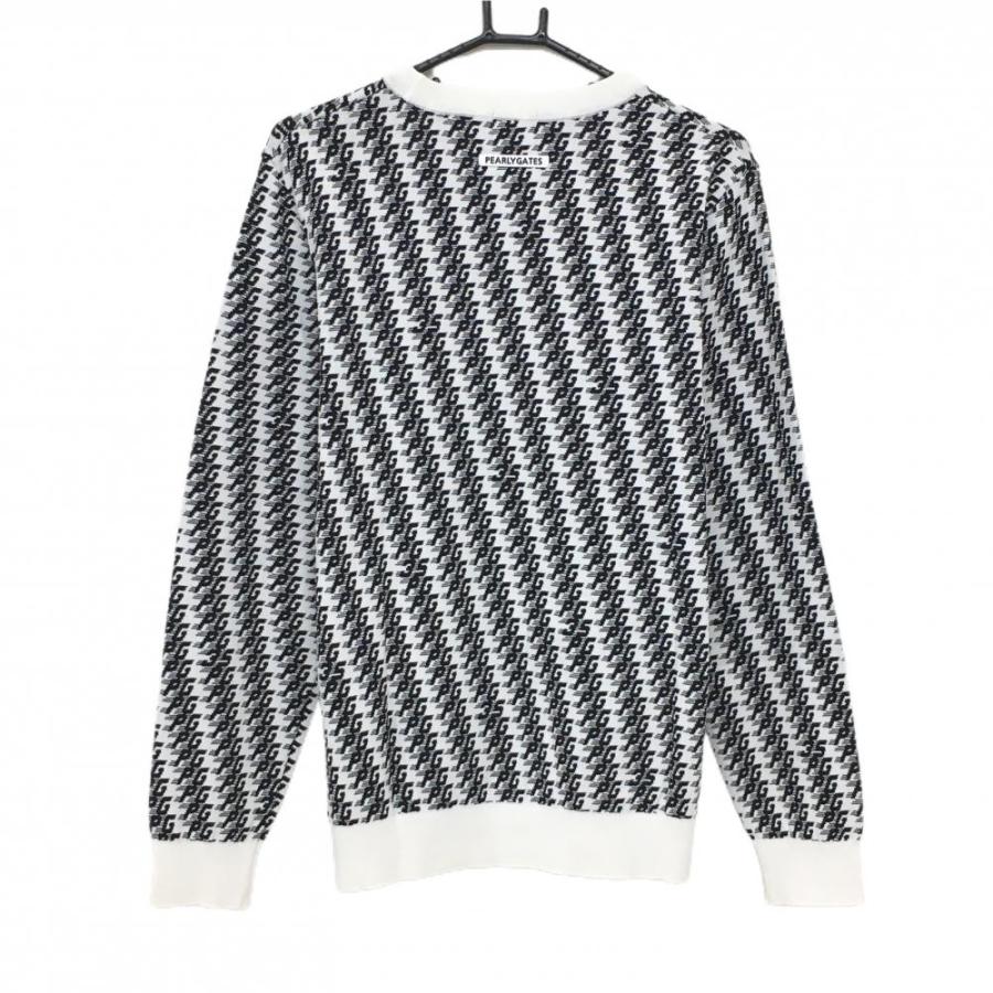 【美品】パーリーゲイツ セーター 黒×白 ロゴ総柄 ニット コットン混  メンズ 6(XL) ゴルフウェア PEARLY GATES PEARLY GATES（パーリーゲイツ） 【新品】パーリーゲイツ セーター 白
