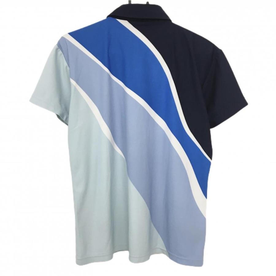 DESCENTE GOLF デサントゴルフ 半袖ポロシャツ ネイビー×ライトブルー