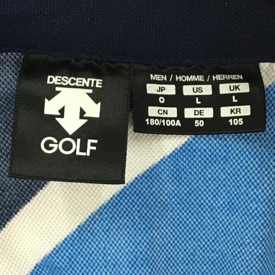DESCENTE GOLF デサントゴルフ 半袖ポロシャツ ネイビー×ライトブルー