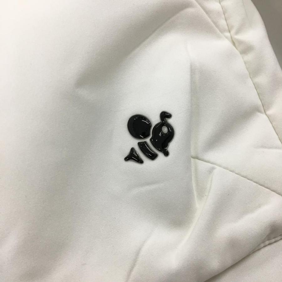 美品】ハチヤーズ 中綿ジャケット 白×黒 背面ロゴ ドローコード メンズ