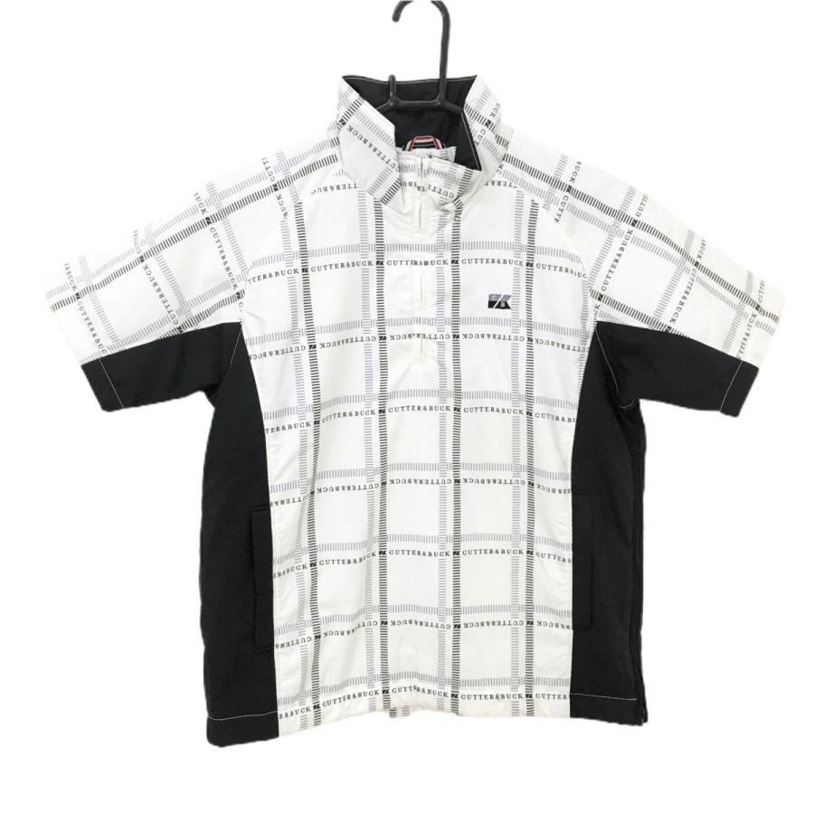 CUTTER&BUCK（カッターアンドバック） 半袖中綿ブルゾン 白×黒 総柄 