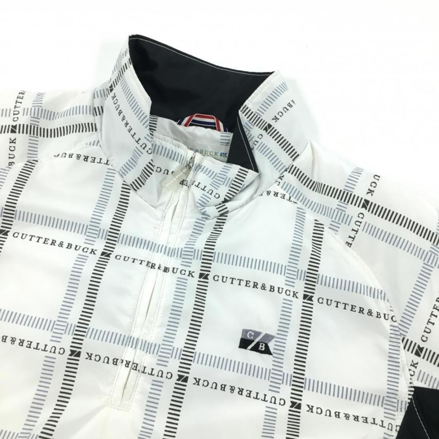 CUTTER&BUCK（カッターアンドバック） 半袖中綿ブルゾン 白×黒 総柄 