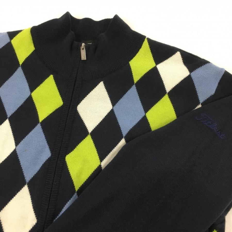 Titleist（タイトリスト） ニットジャケット ネイビー×ライトグリーン