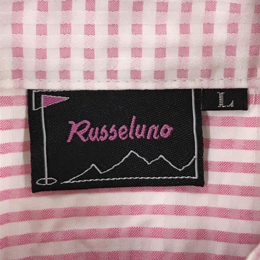 Russeluno（ラッセルノ） 半袖ポロシャツ ピンク×白 重ね着風 ボタン