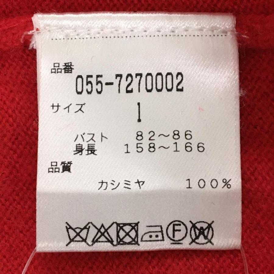 【美品】パーリーゲイツ セーター レッド×白 カシミヤ100％ 左袖ライン  ニット レディース 1(M) ゴルフウェア PEARLY GATES_4