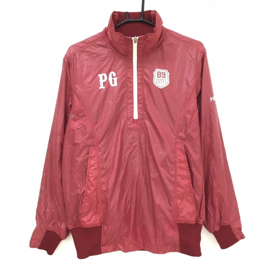 パーリーゲイツ PEARLYGATES ジャケット ハーフジップ えんじ色 1 PEARLY GATES（パーリーゲイツ） ジャケットブルゾン レッド×白 ハーフ