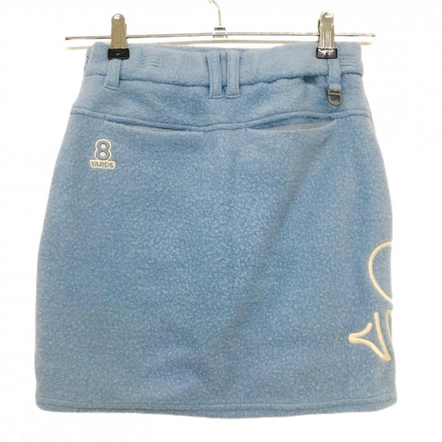 美品】ハチヤーズ ボアスカート ライトブルー 後ろウエストゴム