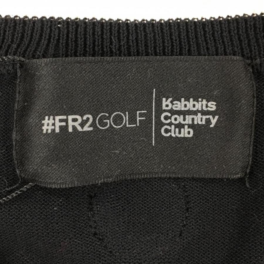 FR2GOLF 薄手ニットベスト　ゴルフウェア 新品】エフアールツー ニットベスト 黒×白 綿100％ Vネック レディース