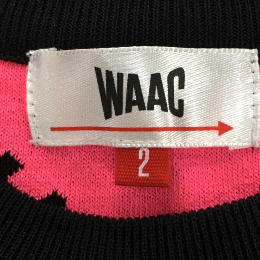 WAAC 【超美品】ワック セーター 黒×蛍光ピンク ドット 英字総柄 韓国