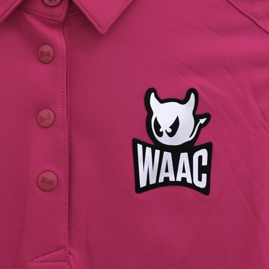 WAAC 【超美品】ワック 長袖ポロシャツ ピンク ナイロン混 スナップ