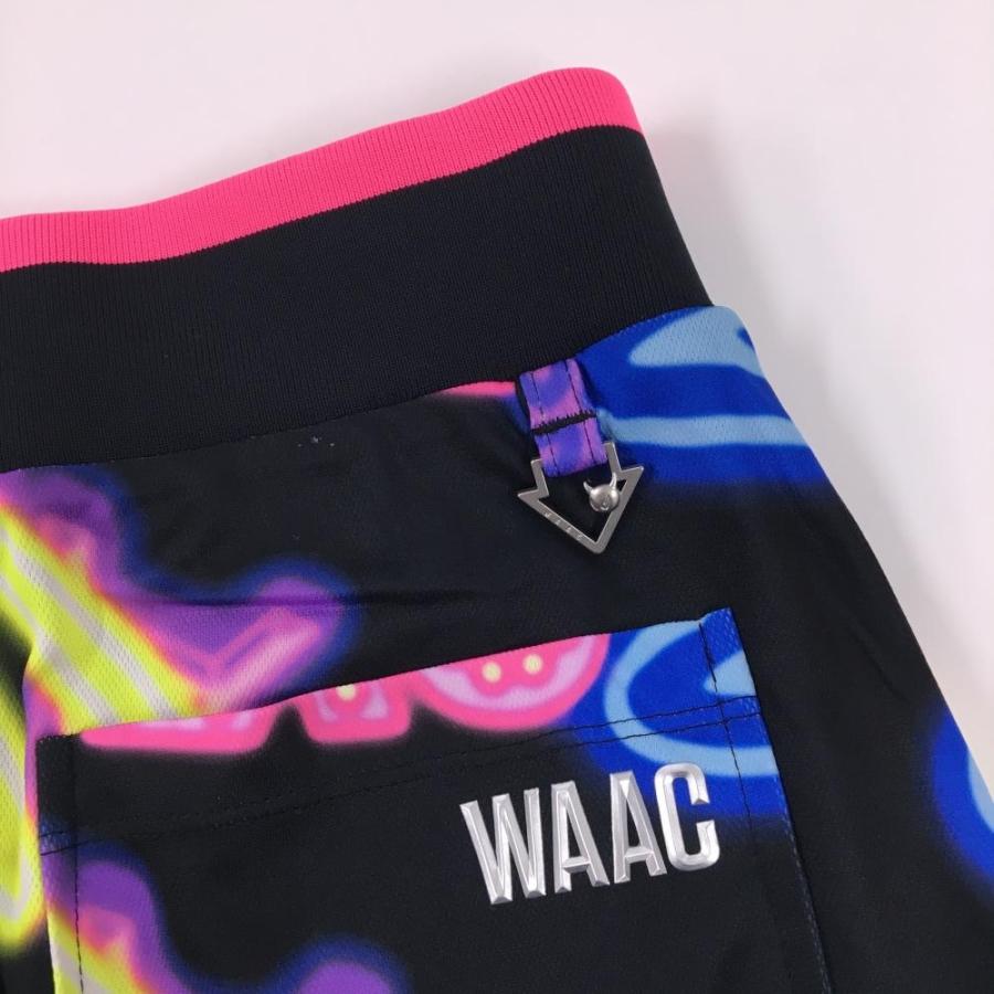 WAAC 【美品】ワック スカート 黒×マルチカラー 総柄 ウエストゴム