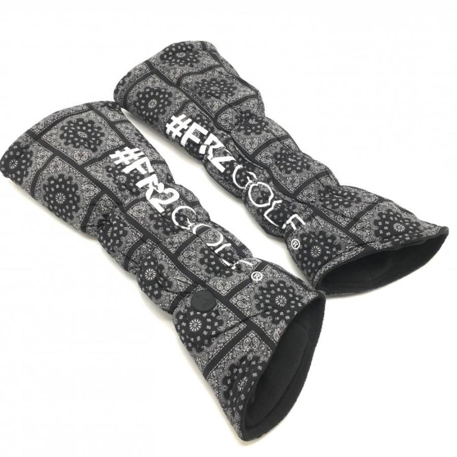 新品】エフアールツー 中綿レッグウォーマー 黒×白 総柄 ペイズリー 裏