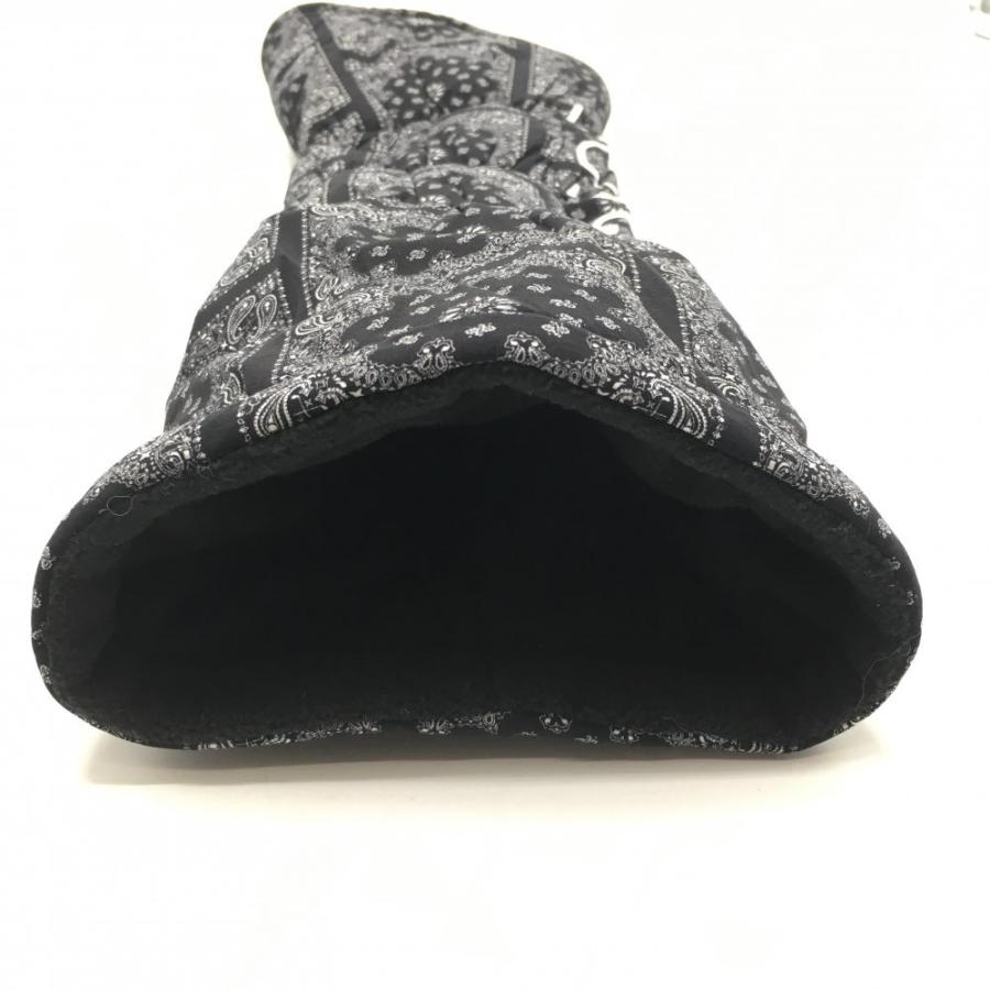 新品】エフアールツー 中綿レッグウォーマー 黒×白 総柄 ペイズリー 裏