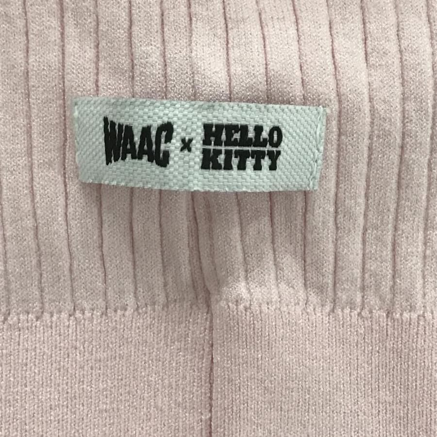 ワック　WAAC メンズウェア　ハローキティコラボ商品 WAAC ワック×ハローキティ 襟付き半袖スキッパーシャツ ピンク×白