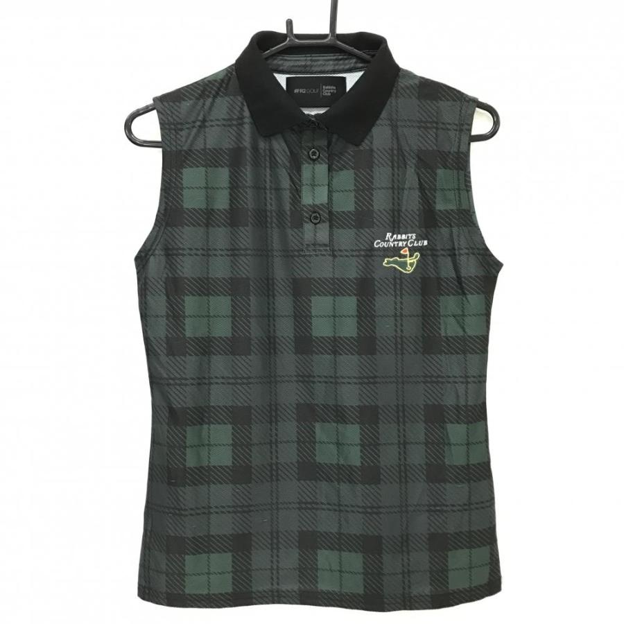【新品 FR2 GOLF 】M ノースリーブ ポロシャツ ブラック エフアールツー ノースリーブポロシャツ ダークグリーン×黒 チェック