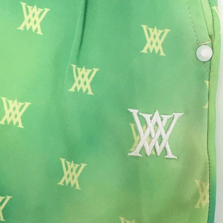 超美品】アニューゴルフ スカート ライトグリーン×イエロー ロゴ総柄