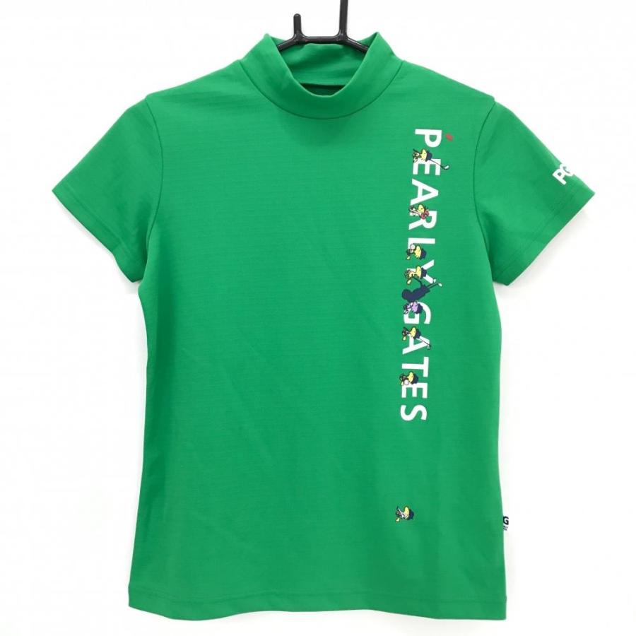 【美品】パーリーゲイツ×PEANUTS 半袖ハイネックシャツ グリーン×白  レディース 0(S) ゴルフウェア 2024年モデル PEARLY GATES PEARLY GATES（パーリーゲイツ） 【美品】パーリーゲイツ×PEANUTS 半袖