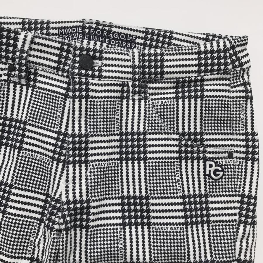 【新品】パーリーゲイツ パンツ 白×黒 千鳥格子 TEXBRID レディース 1(M) ゴルフウェア PEARLY GATESの画像