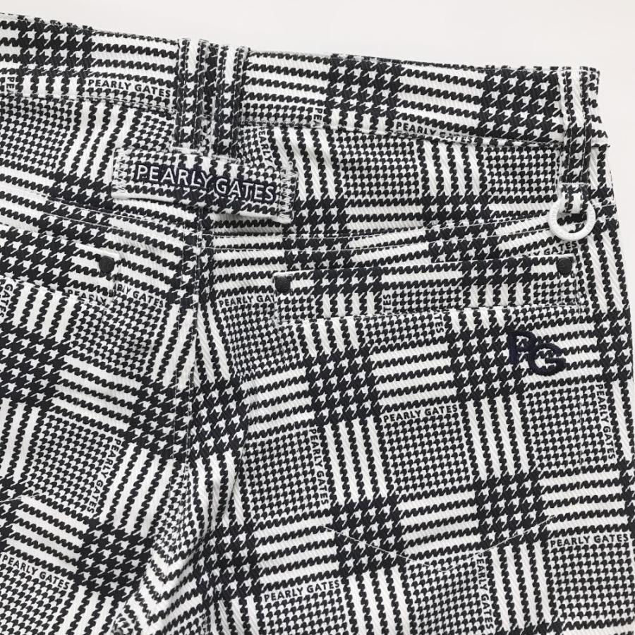 【新品】パーリーゲイツ パンツ 白×黒 千鳥格子 TEXBRID レディース 1(M) ゴルフウェア PEARLY GATESの画像