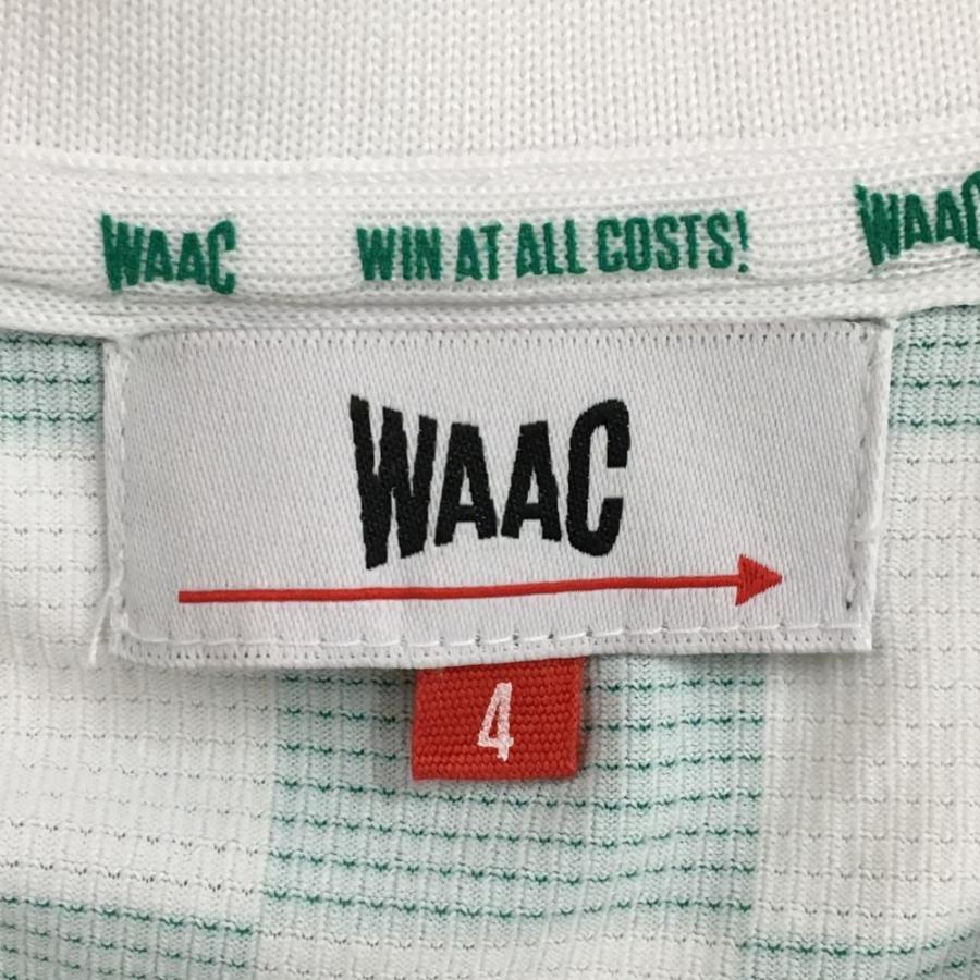 WAAC 【超美品】ワック 半袖ポロシャツ 白×グリーン ブロックチェック